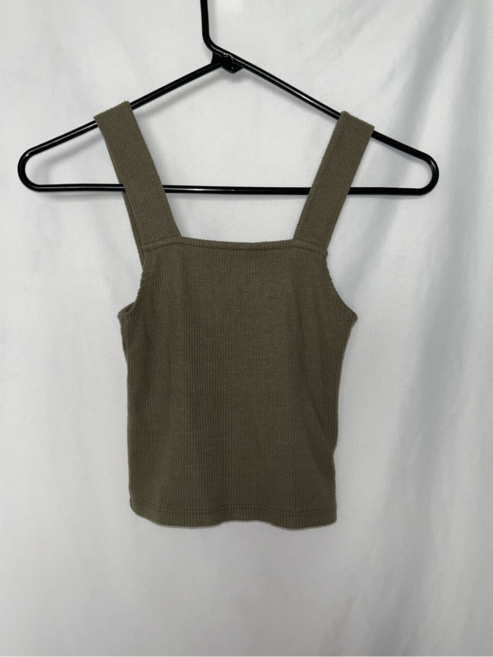 American Eagle Outfitters Olive Ribbed Square-Neck Tank